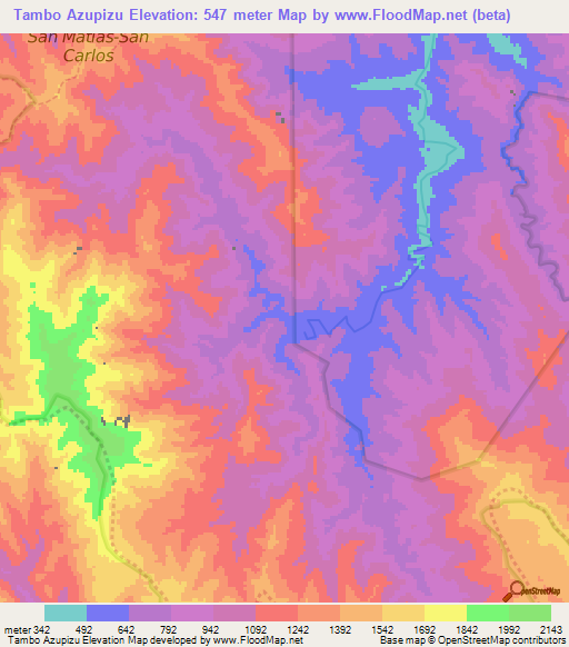 Tambo Azupizu,Peru Elevation Map