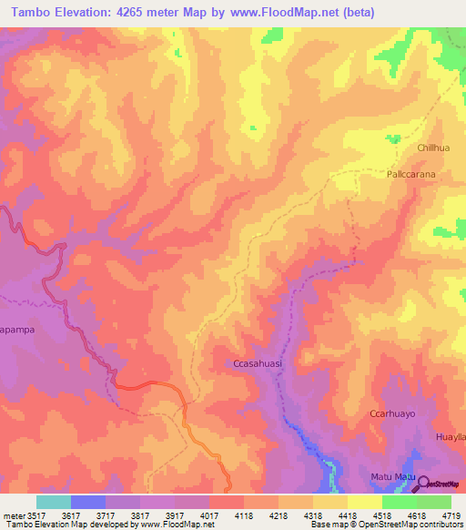 Tambo,Peru Elevation Map