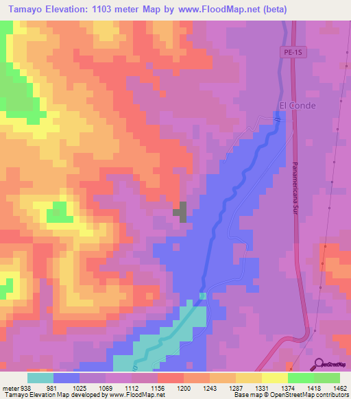 Tamayo,Peru Elevation Map