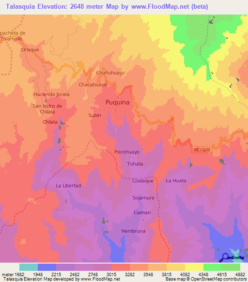 Talasquia,Peru Elevation Map