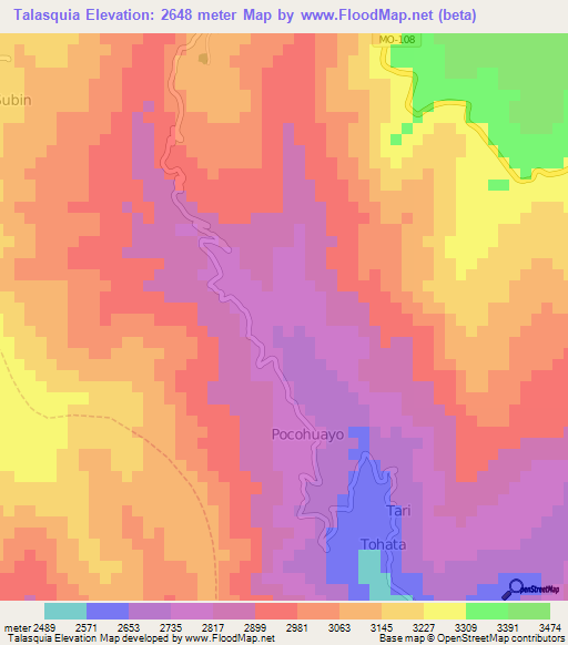 Talasquia,Peru Elevation Map