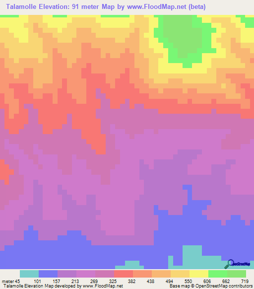 Talamolle,Peru Elevation Map