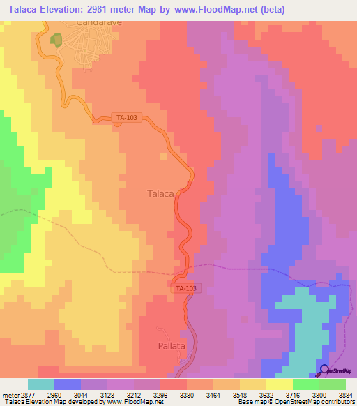 Talaca,Peru Elevation Map