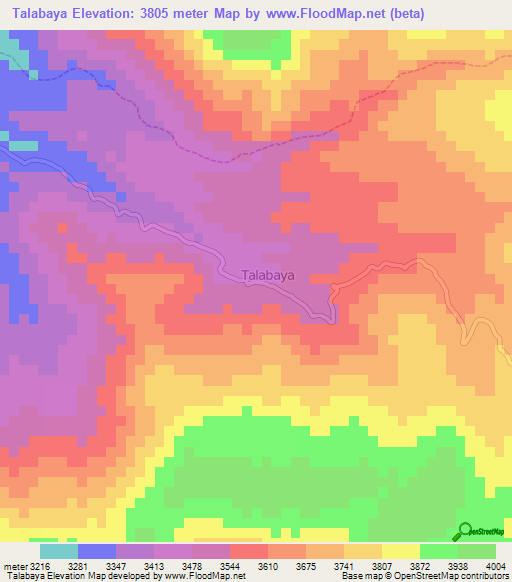Talabaya,Peru Elevation Map
