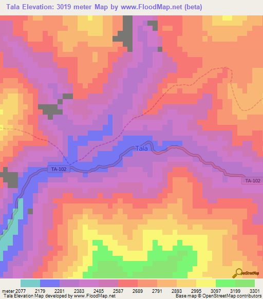 Tala,Peru Elevation Map