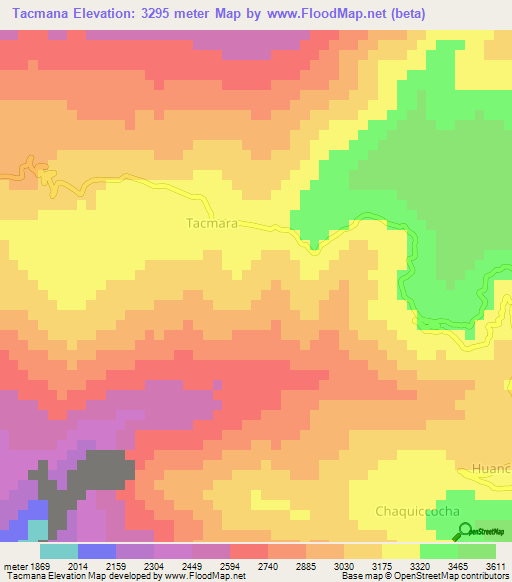 Tacmana,Peru Elevation Map