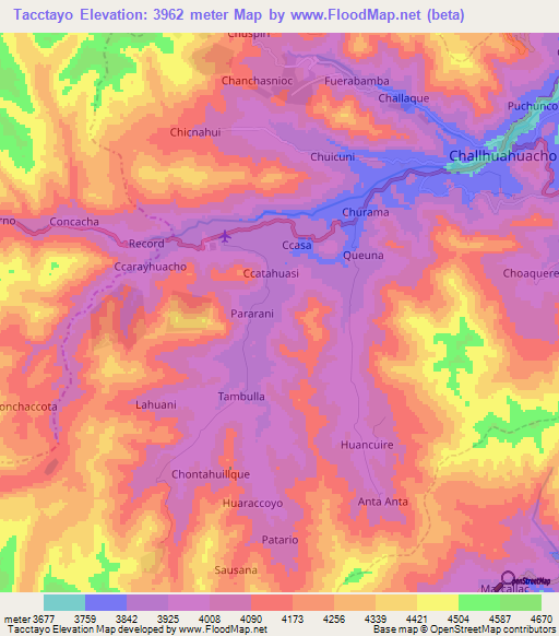 Tacctayo,Peru Elevation Map