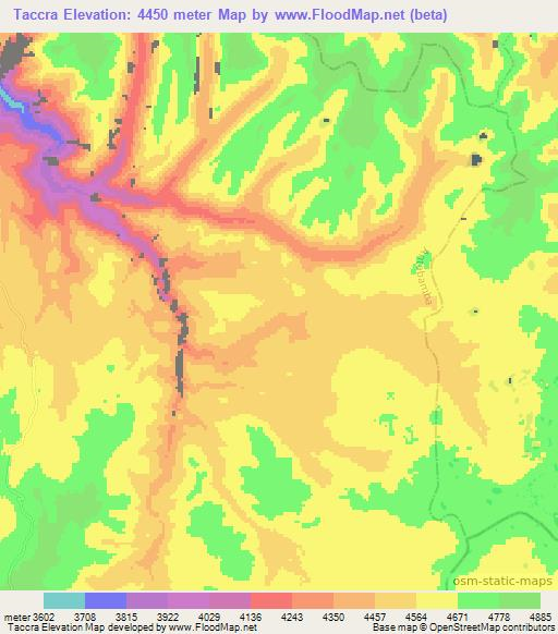 Taccra,Peru Elevation Map
