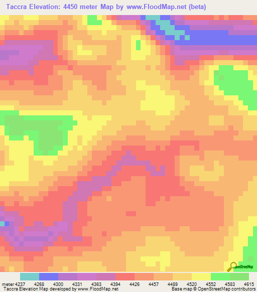 Taccra,Peru Elevation Map