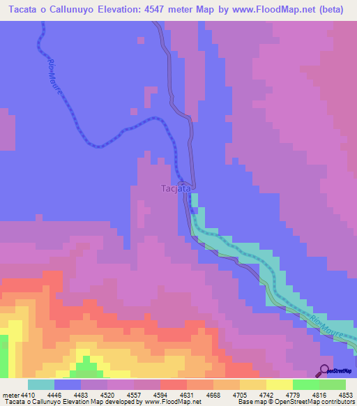 Tacata o Callunuyo,Peru Elevation Map