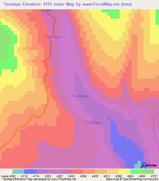 Tacalaya,Peru Elevation Map