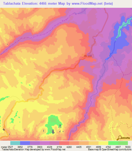 Tablachata,Peru Elevation Map