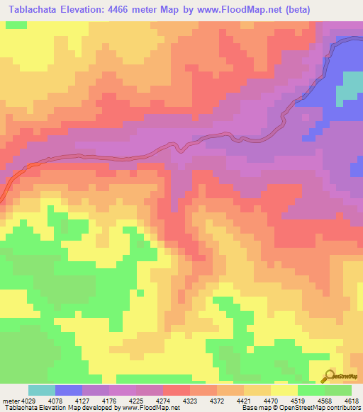 Tablachata,Peru Elevation Map