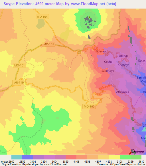 Suype,Peru Elevation Map