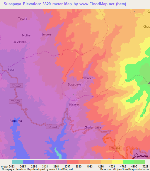 Susapaya,Peru Elevation Map