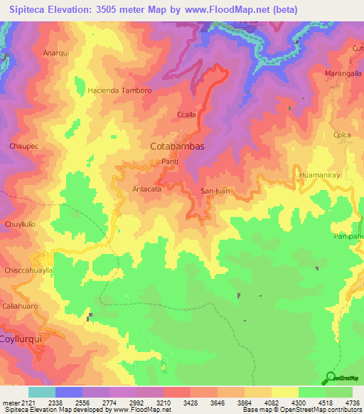 Sipiteca,Peru Elevation Map