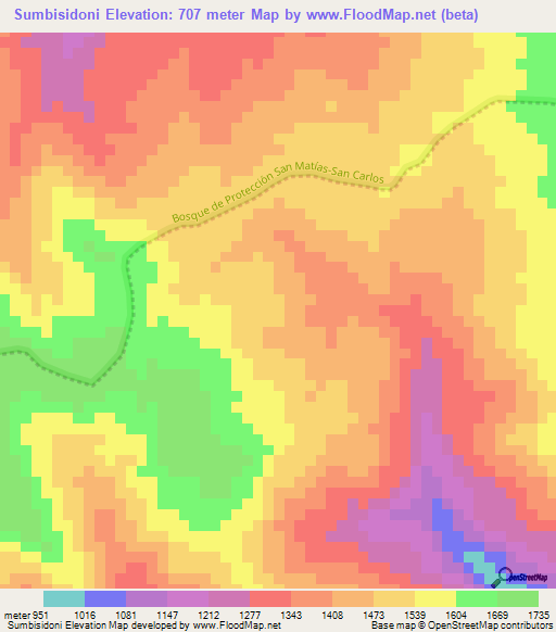 Sumbisidoni,Peru Elevation Map