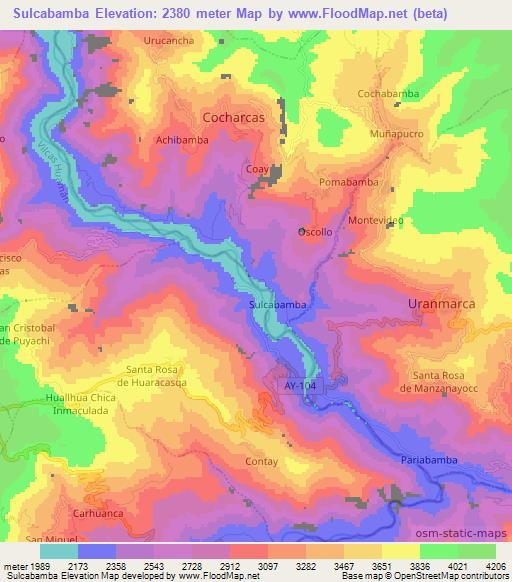 Sulcabamba,Peru Elevation Map