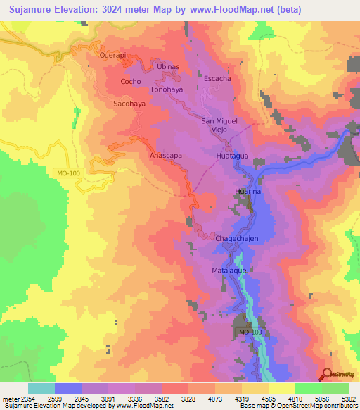Sujamure,Peru Elevation Map