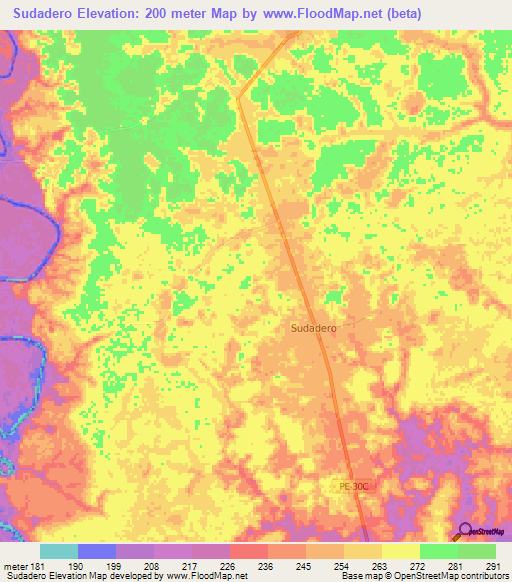 Sudadero,Peru Elevation Map