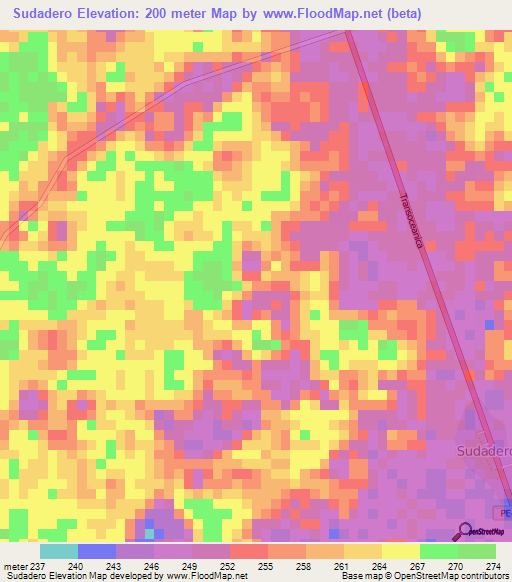 Sudadero,Peru Elevation Map