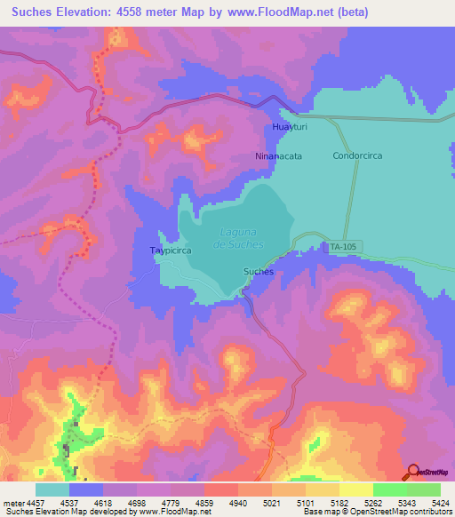 Suches,Peru Elevation Map