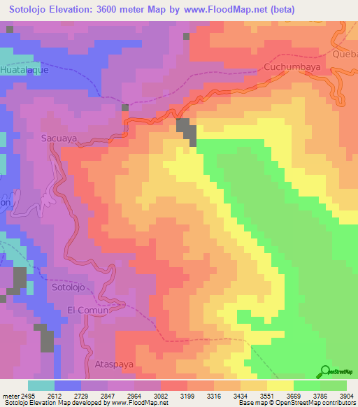 Sotolojo,Peru Elevation Map