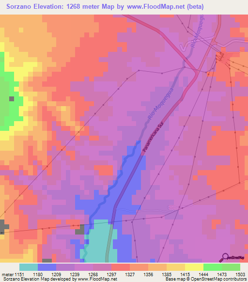 Sorzano,Peru Elevation Map