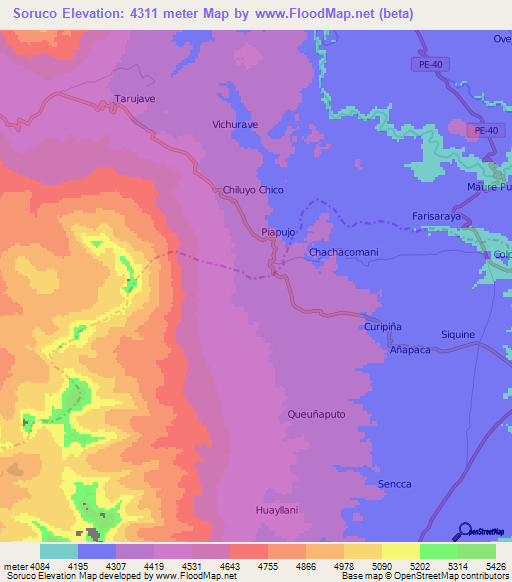 Soruco,Peru Elevation Map