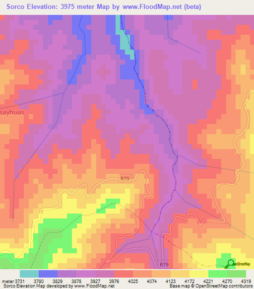 Sorco,Peru Elevation Map