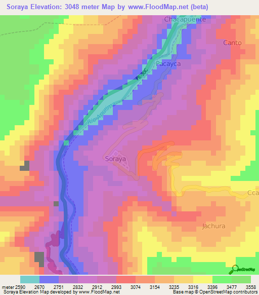 Soraya,Peru Elevation Map