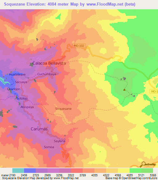 Soquezane,Peru Elevation Map