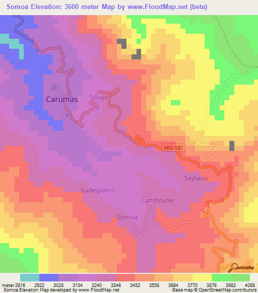 Somoa,Peru Elevation Map