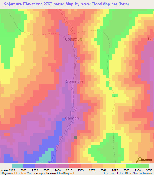 Sojamure,Peru Elevation Map