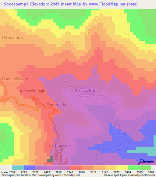 Socospampa,Peru Elevation Map