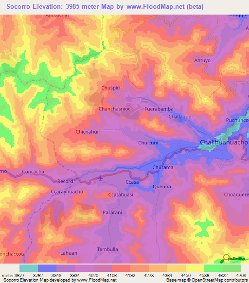 Socorro,Peru Elevation Map