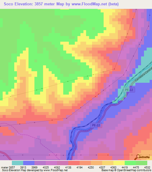 Soco,Peru Elevation Map