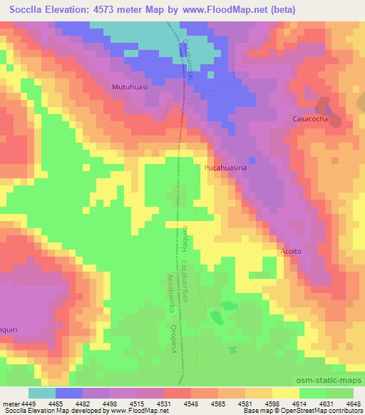 Socclla,Peru Elevation Map