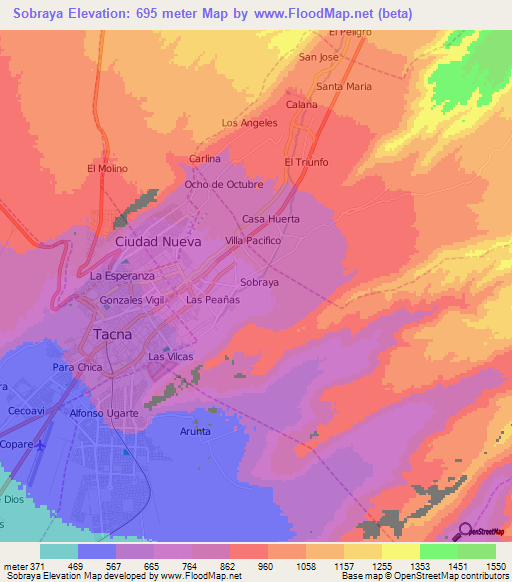 Sobraya,Peru Elevation Map