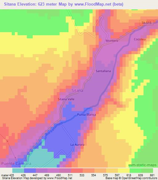 Sitana,Peru Elevation Map