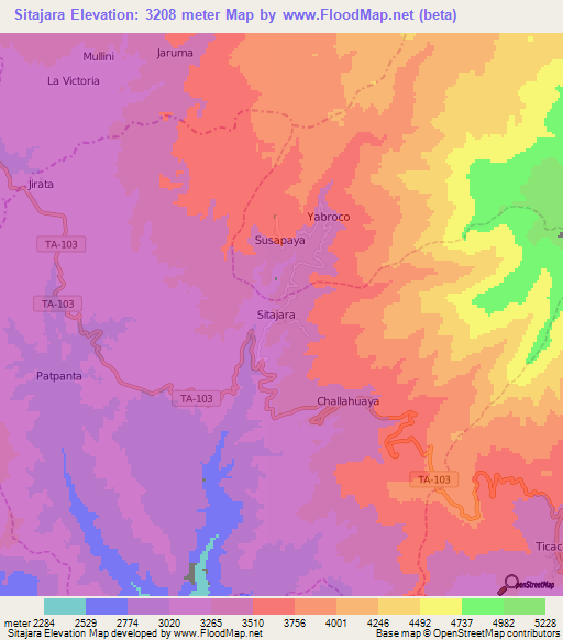 Sitajara,Peru Elevation Map