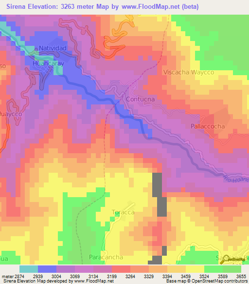 Sirena,Peru Elevation Map