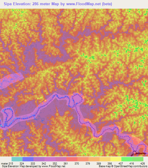Sipa,Peru Elevation Map