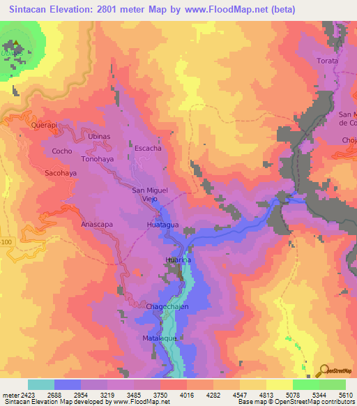 Sintacan,Peru Elevation Map