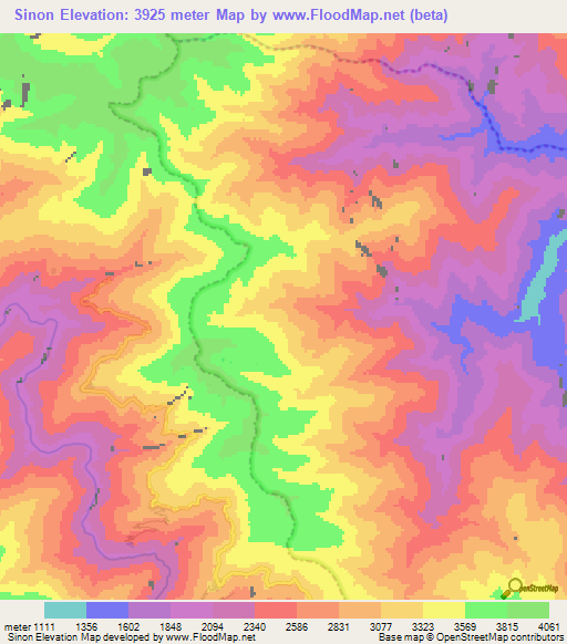 Sinon,Peru Elevation Map