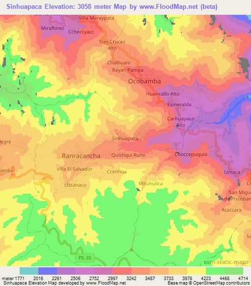 Sinhuapaca,Peru Elevation Map