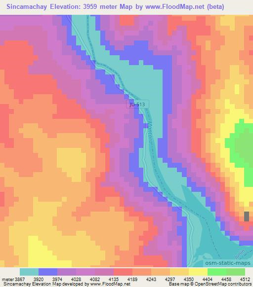 Sincamachay,Peru Elevation Map
