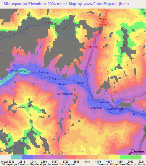 Silquepampa,Peru Elevation Map