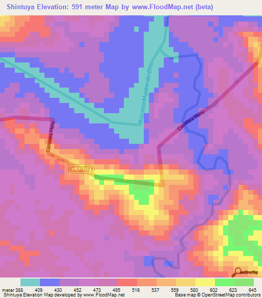 Shintuya,Peru Elevation Map