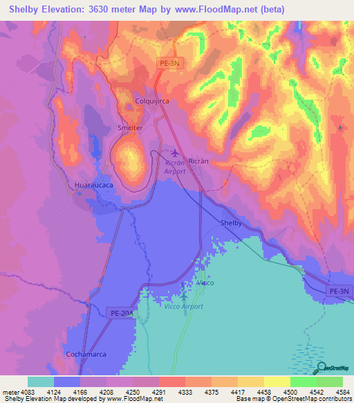 Shelby,Peru Elevation Map